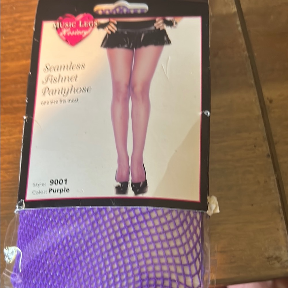 Music Legs Purple Fishnet Tights